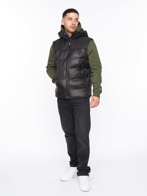 crosshatch Craystore Hooded Gilet Black