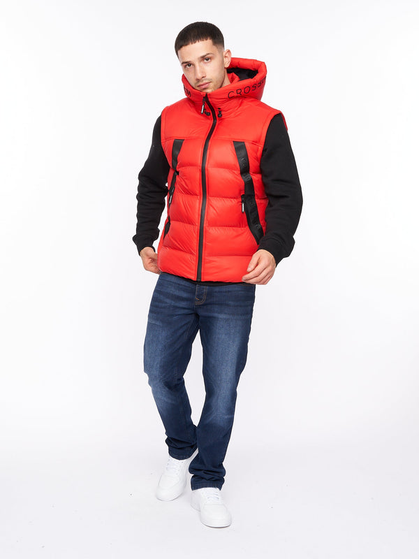 Crosshatch Craystore Hooded Gilet Red