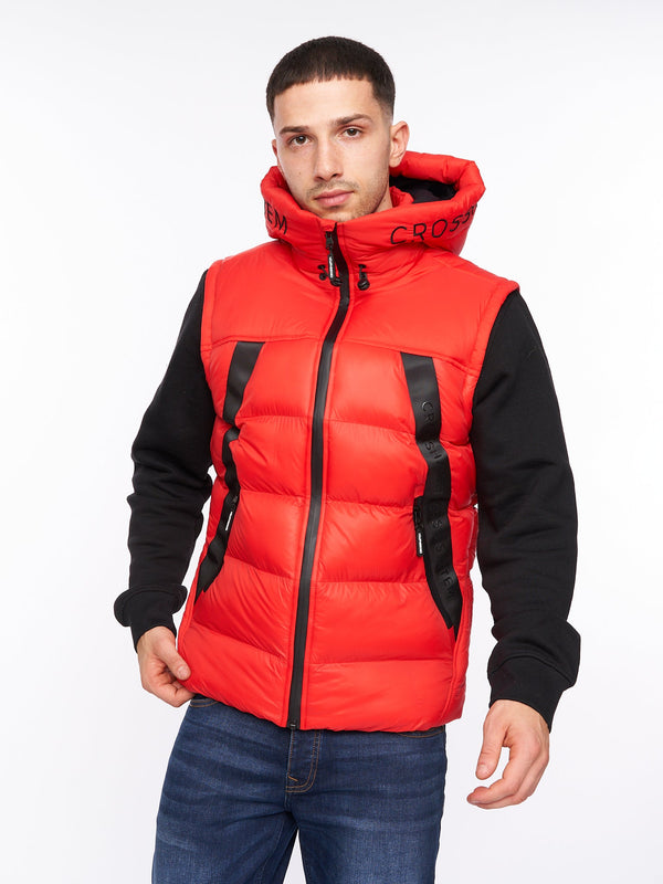 crosshatch Craystore Hooded Gilet Red