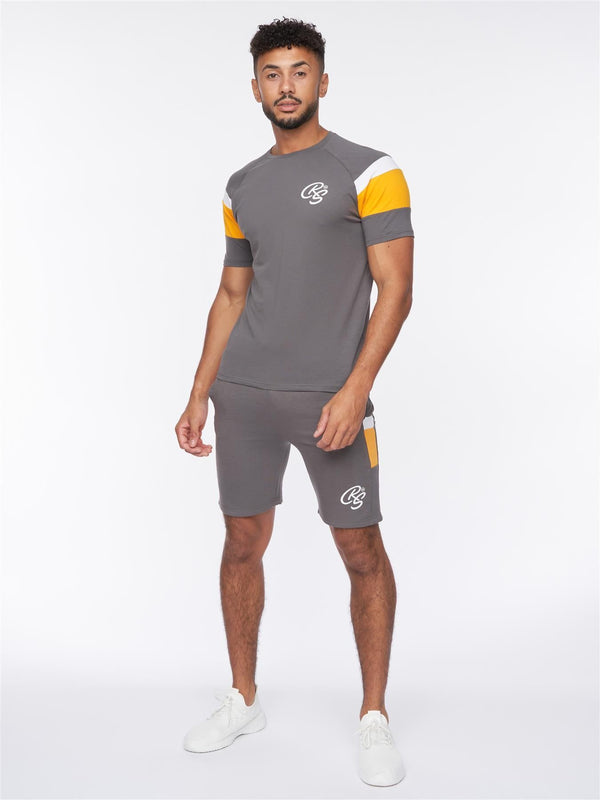 crosshatch Cremland T-Shirt/Shorts Set Dark Grey