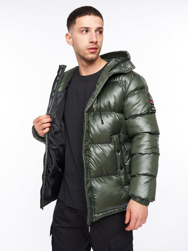Crosshatch Crosswell High Shine Jacket Dark Olive