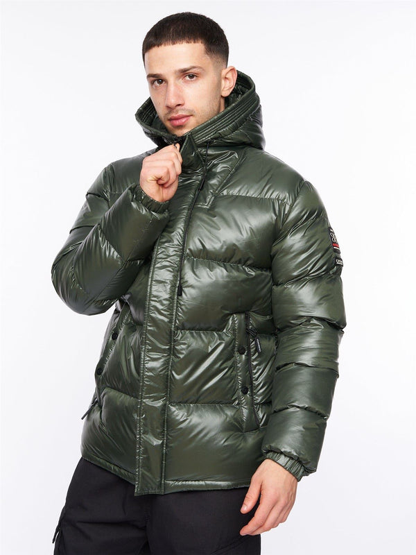 crosshatch Crosswell High Shine Jacket Dark Olive