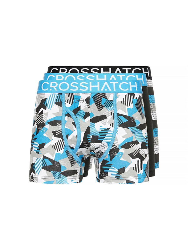 Crosshatch Crystaline Boxers 3pk Malibu Blue
