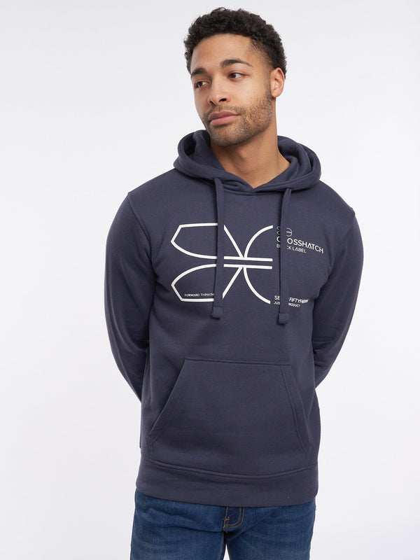 Crosshatch Cutups Hoodie Navy