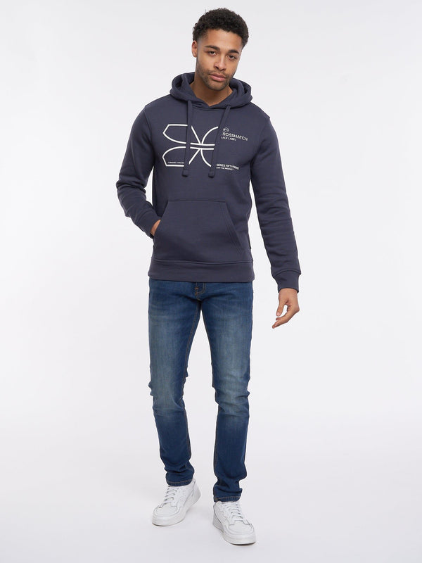 Crosshatch Cutups Hoodie Navy