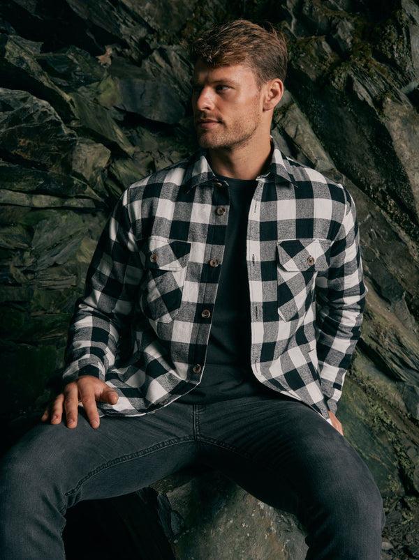 Crosshatch Demaro Check Lined Overshirt Black