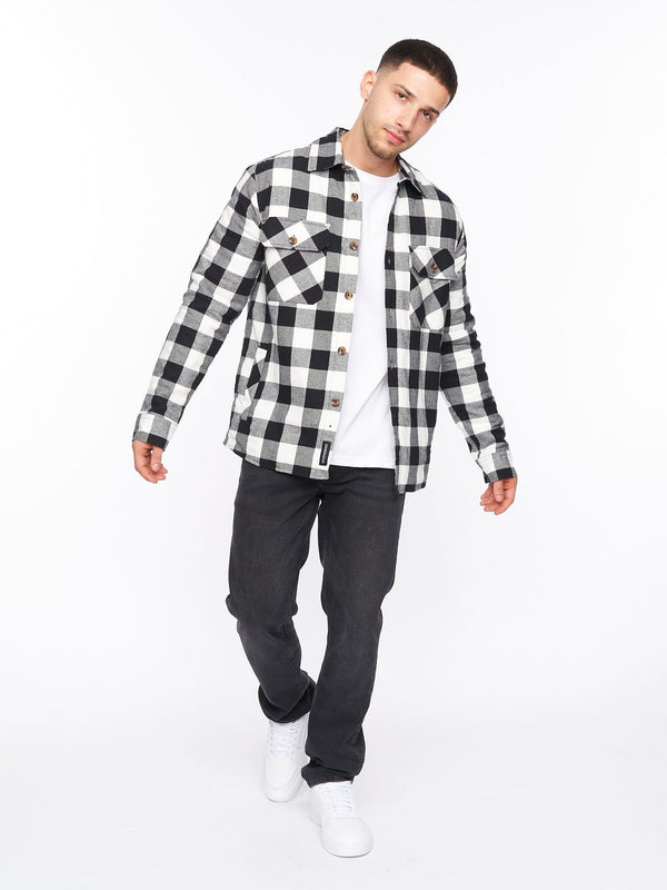 Crosshatch Demaro Check Lined Overshirt Black