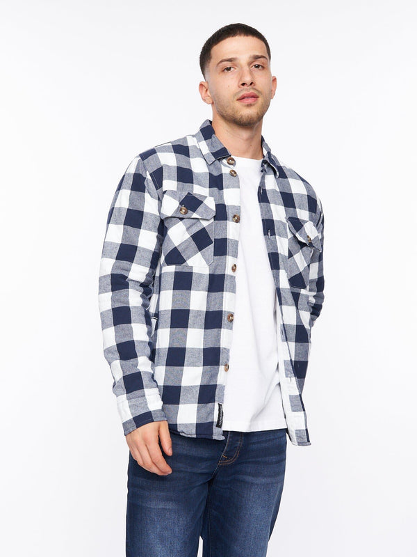 Crosshatch Demaro Check Lined Overshirt Navy