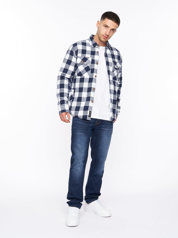 Crosshatch Demaro Check Lined Overshirt Navy
