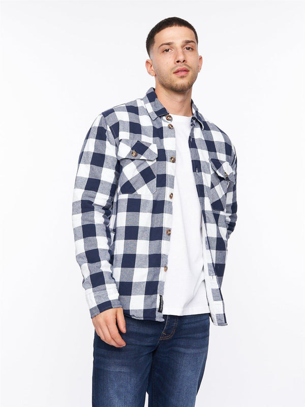 crosshatch Demaro Check Lined Overshirt Navy