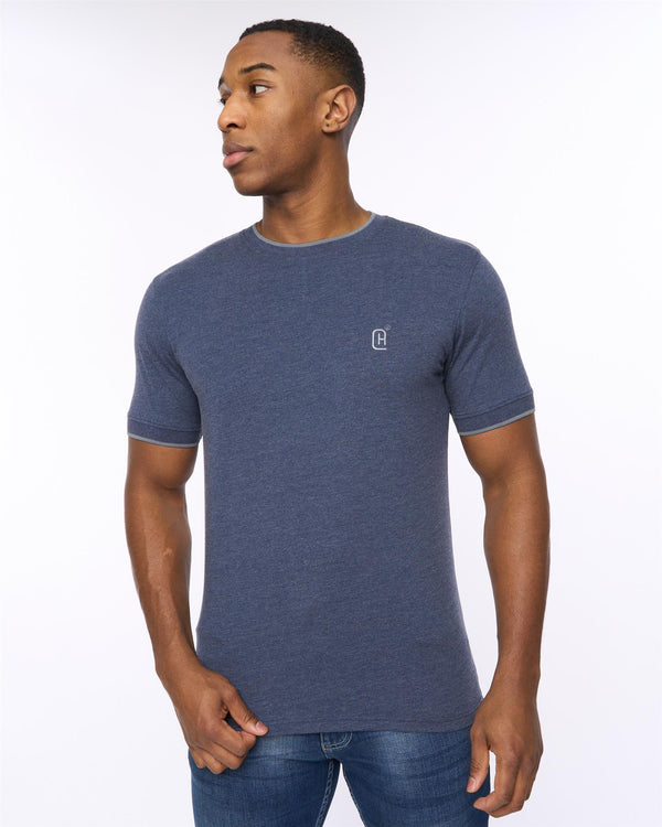 Crosshatch Einstip T-Shirt Navy Marl