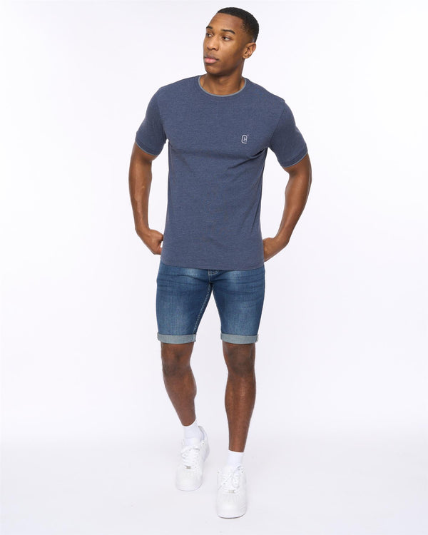 Crosshatch Einstip T-Shirt Navy Marl