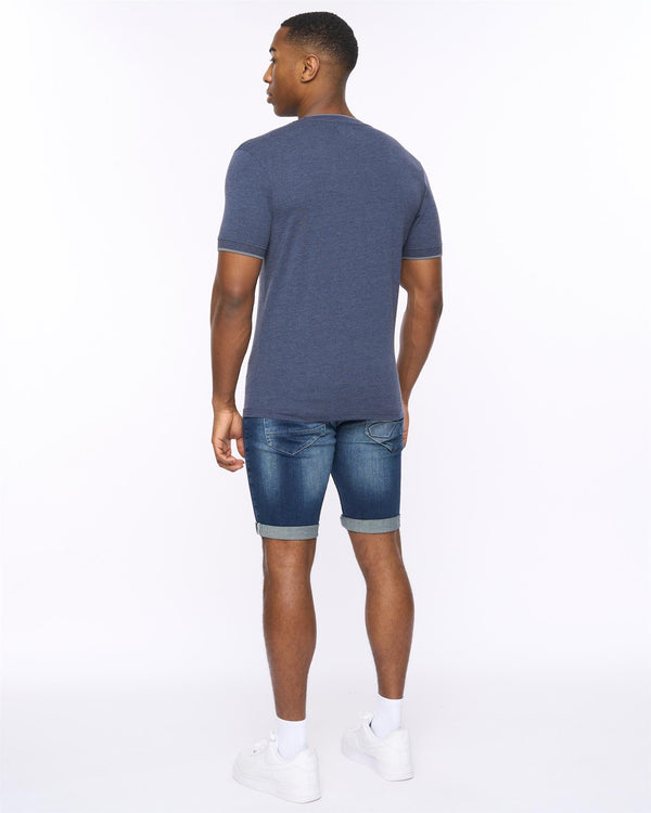 Crosshatch Einstip T-Shirt Navy Marl