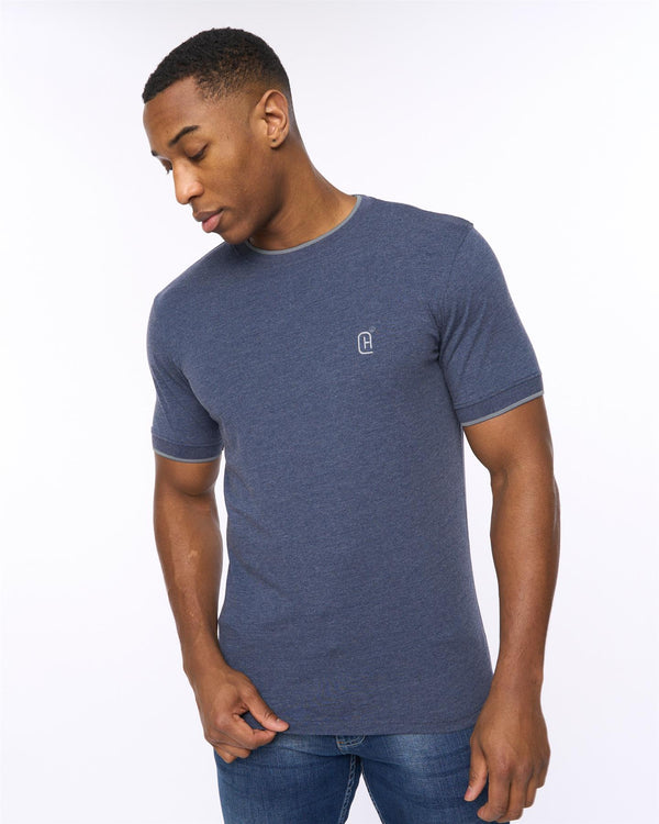 crosshatch Einstip T-Shirt Navy Marl