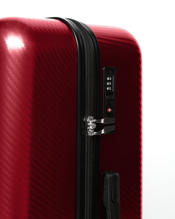 Crosshatch Escapade Embossed Suitcase 3pk Dark Red