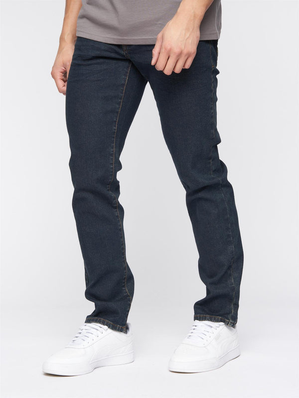 Crosshatch Farrowed Stretch Denim Jeans Raw Wash