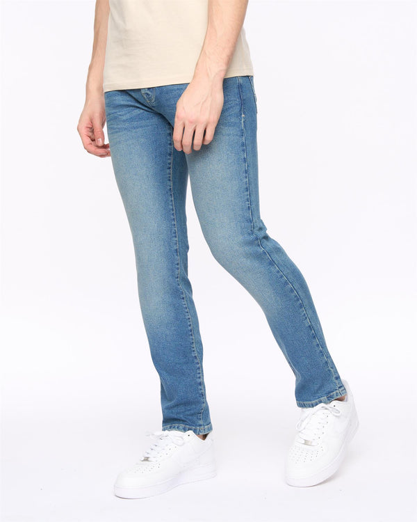 Crosshatch Farrowed Stretch Denim Jeans Stone Wash