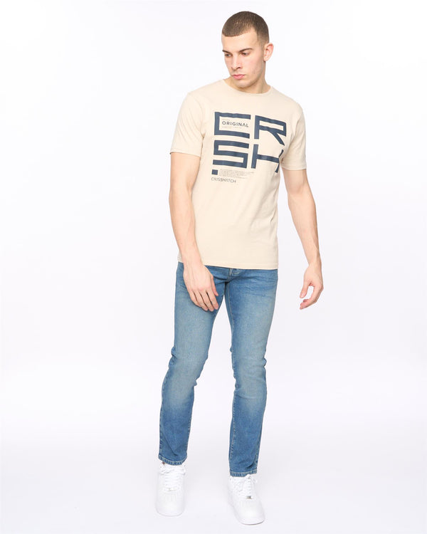 Crosshatch Farrowed Stretch Denim Jeans Stone Wash