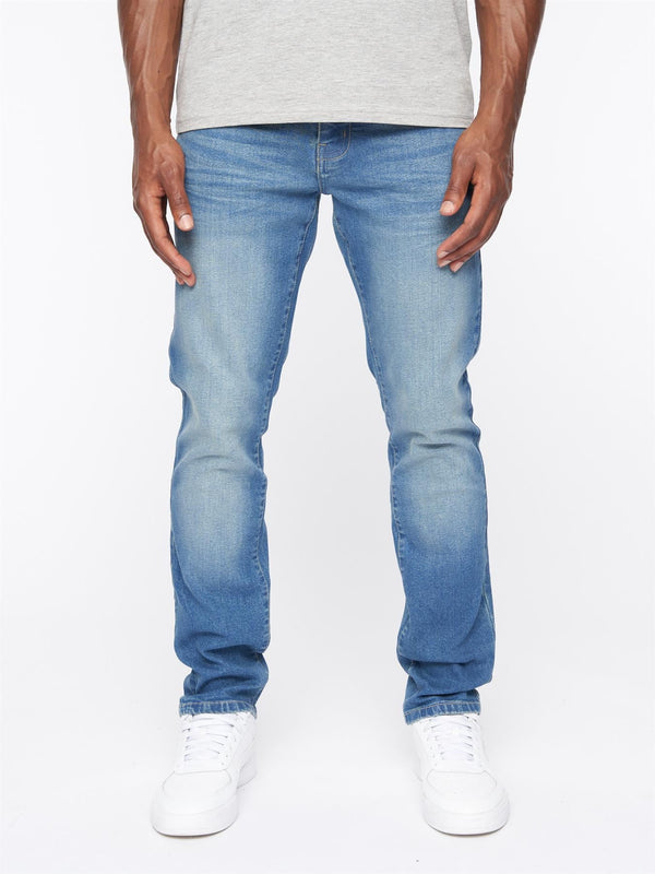 crosshatch Farrowed Stretch Denim Jeans Stone Wash