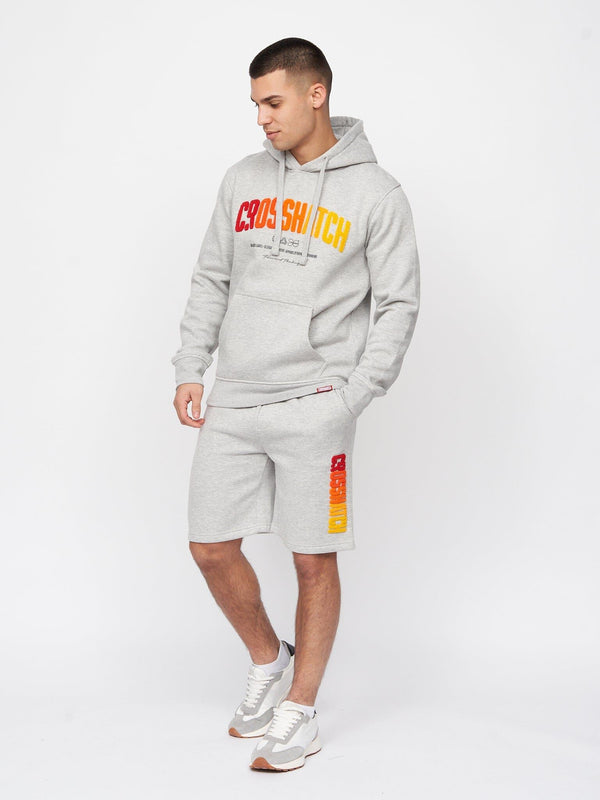 Crosshatch Flocked Hoodie Grey Marl
