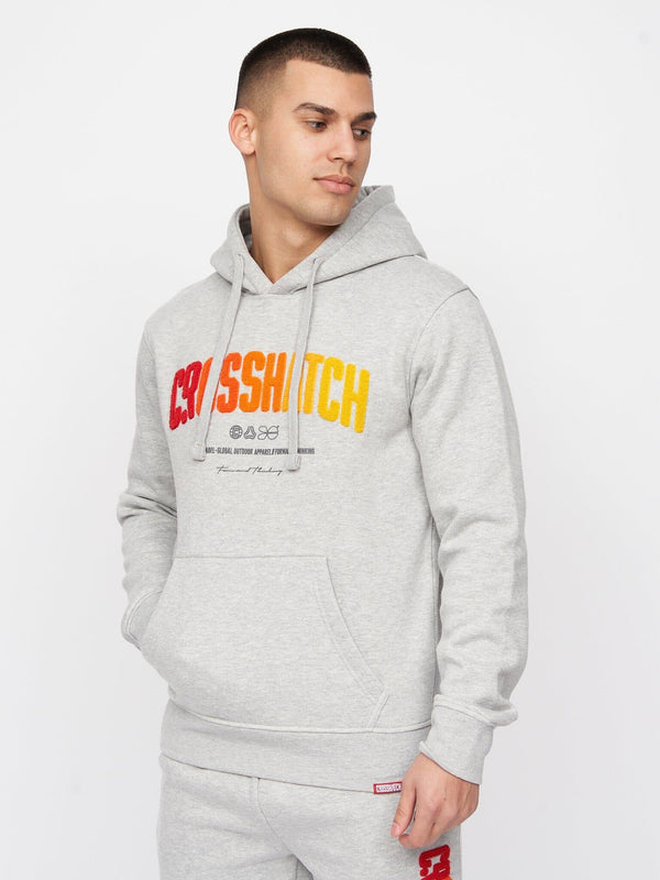 Crosshatch Flocked Hoodie Grey Marl
