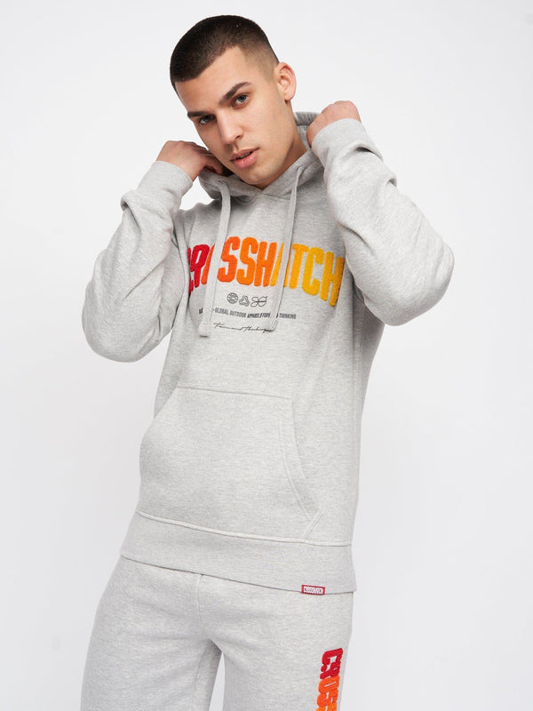 crosshatch Flocked Hoodie Grey Marl