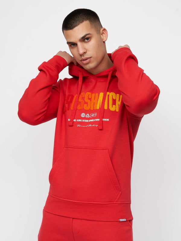 Crosshatch Flocked Hoodie Red