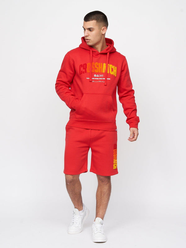 Crosshatch Flocked Hoodie Red