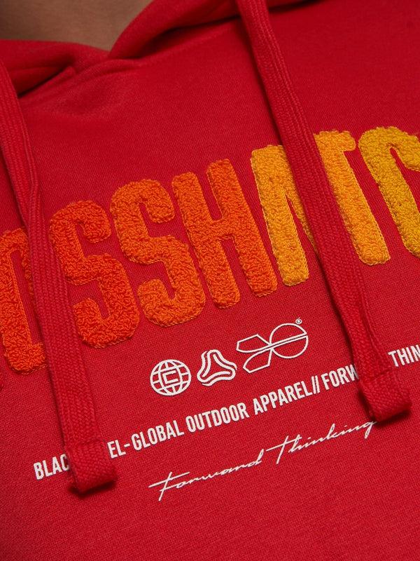 Crosshatch Flocked Hoodie Red