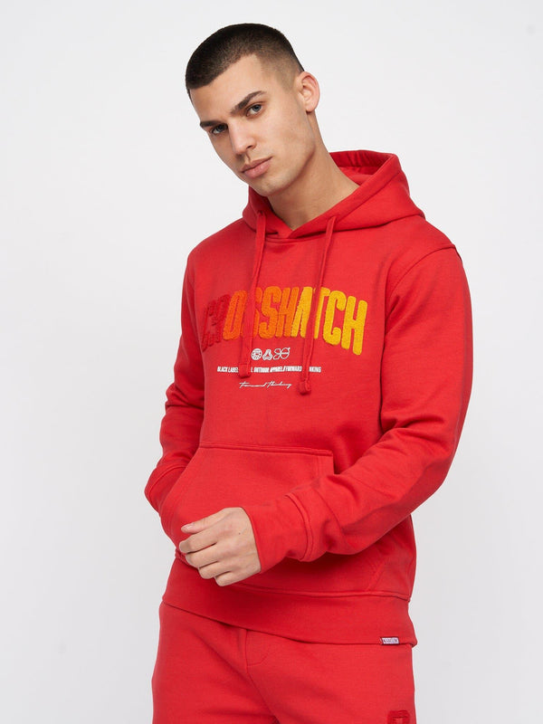 crosshatch Flocked Hoodie Red
