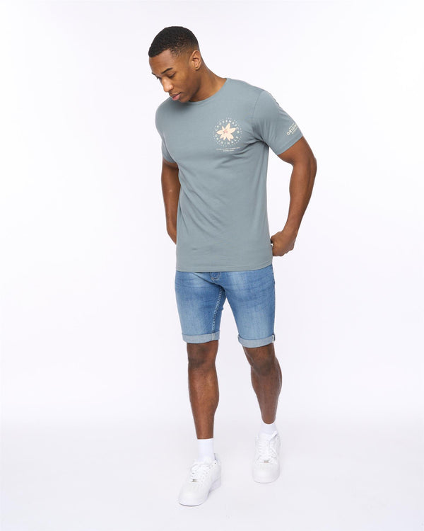 Crosshatch Flowered T-Shirt Blue