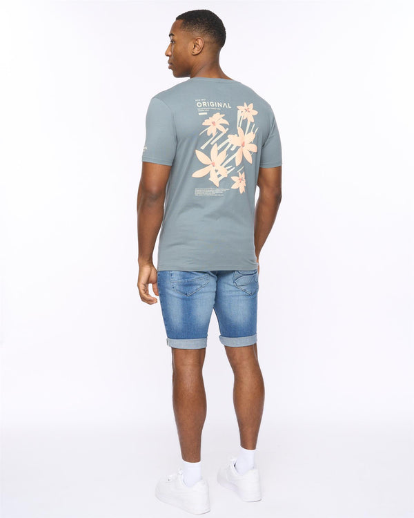 Crosshatch Flowered T-Shirt Blue