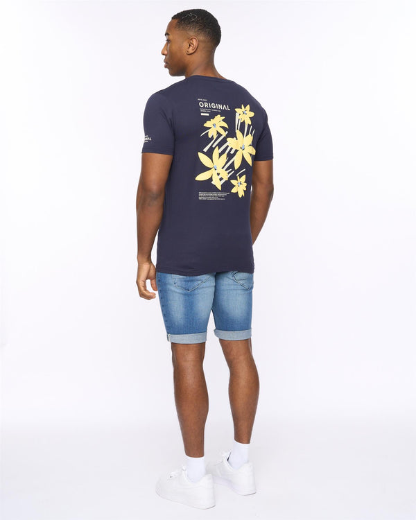 Crosshatch Flowered T-Shirt Navy
