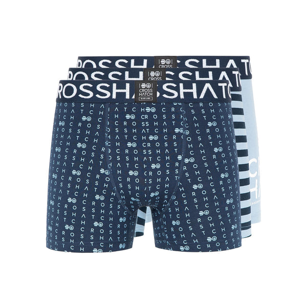 Crosshatch Gridline Boxers 3pk Denim Blue