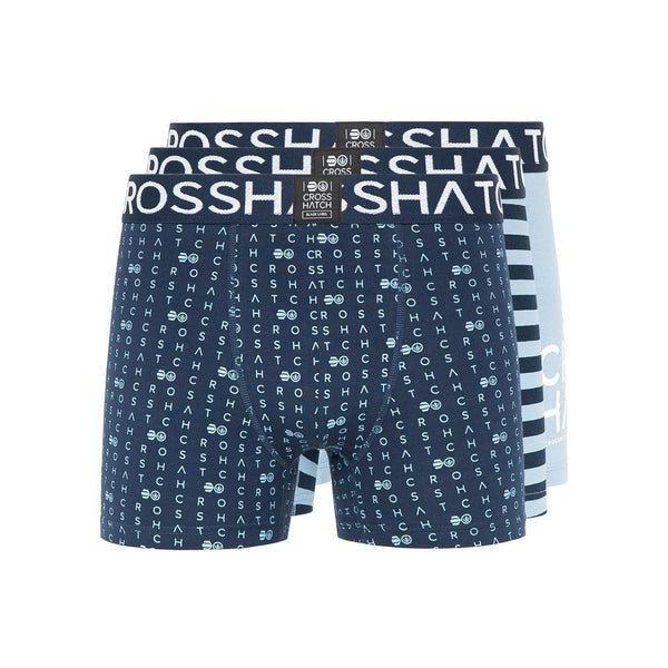 crosshatch Gridline Boxers 3pk Denim Blue