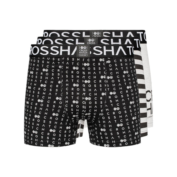 Crosshatch Gridline Boxers 3pk Grey Marl