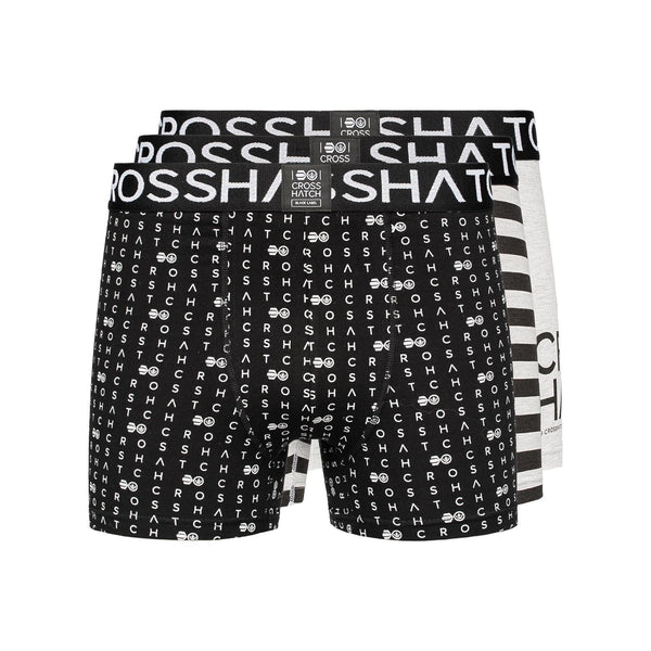 crosshatch Gridline Boxers 3pk Grey Marl