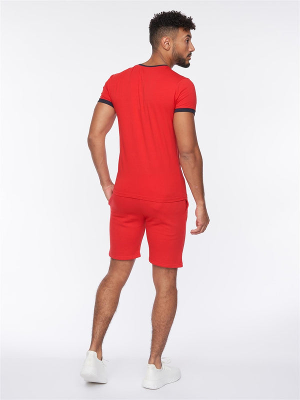 Crosshatch Hamlax T-Shirt/Shorts Set Red/Navy
