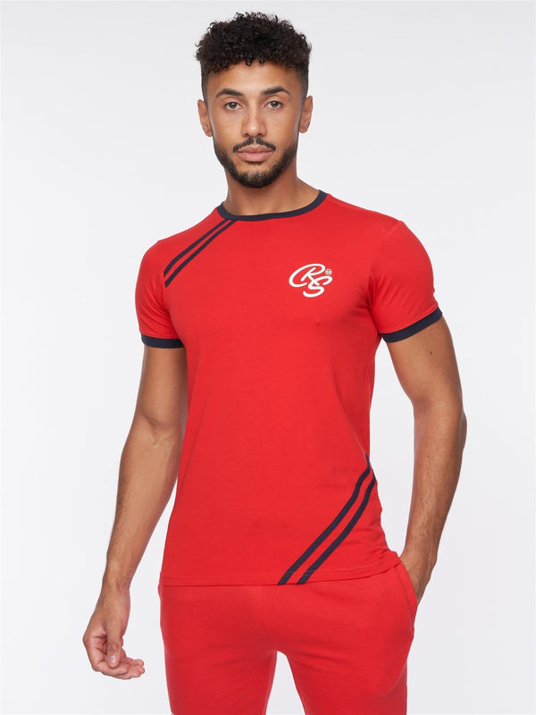Crosshatch Hamlax T-Shirt/Shorts Set Red/Navy