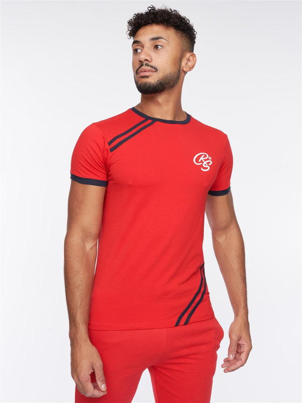 Crosshatch Hamlax T-Shirt/Shorts Set Red/Navy