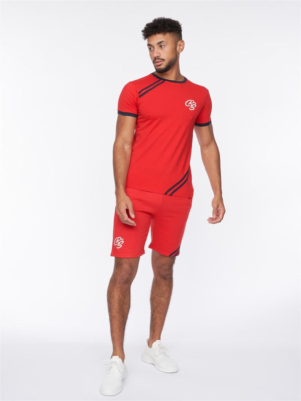 crosshatch Hamlax T-Shirt/Shorts Set Red/Navy