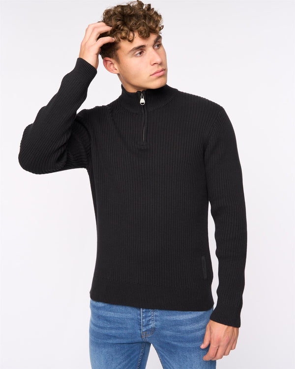 Crosshatch Havaline 1/4 Zip Knit Black