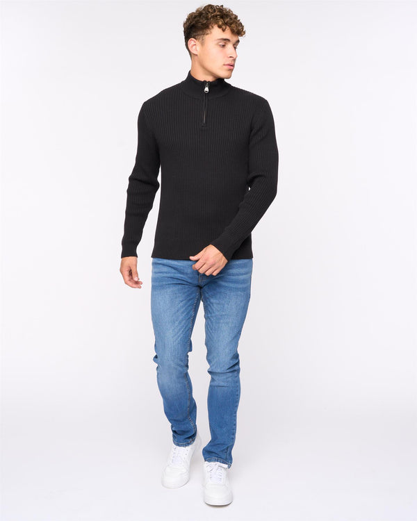 Crosshatch Havaline 1/4 Zip Knit Black