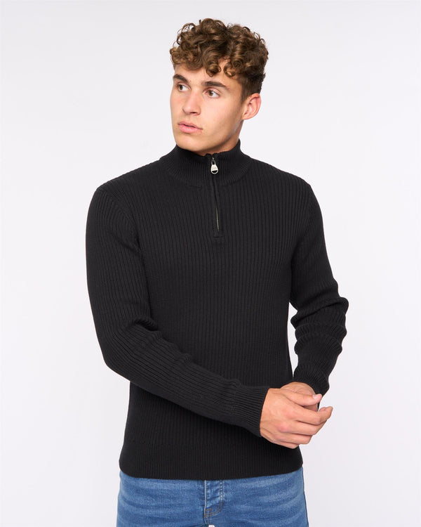 crosshatch Havaline 1/4 Zip Knit Black