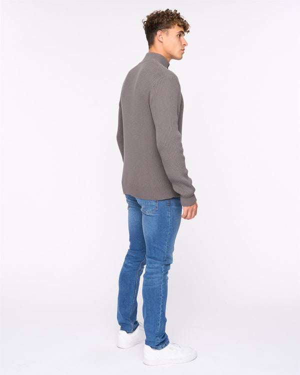 Crosshatch Havaline 1/4 Zip Knit Charcoal Grey