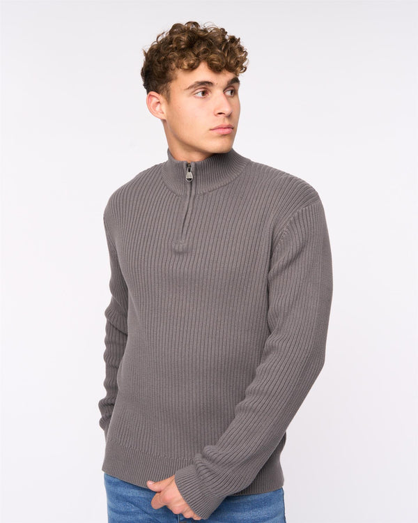 crosshatch Havaline 1/4 Zip Knit Charcoal Grey