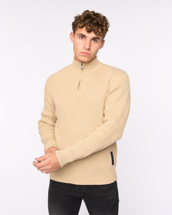 Crosshatch Havaline 1/4 Zip Knit Wheat