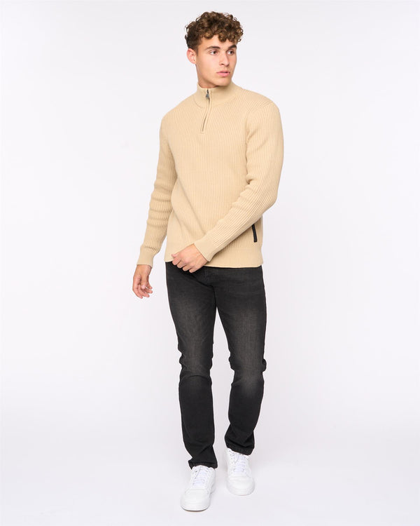 Crosshatch Havaline 1/4 Zip Knit Wheat