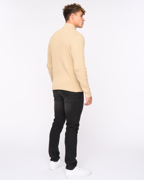 Crosshatch Havaline 1/4 Zip Knit Wheat