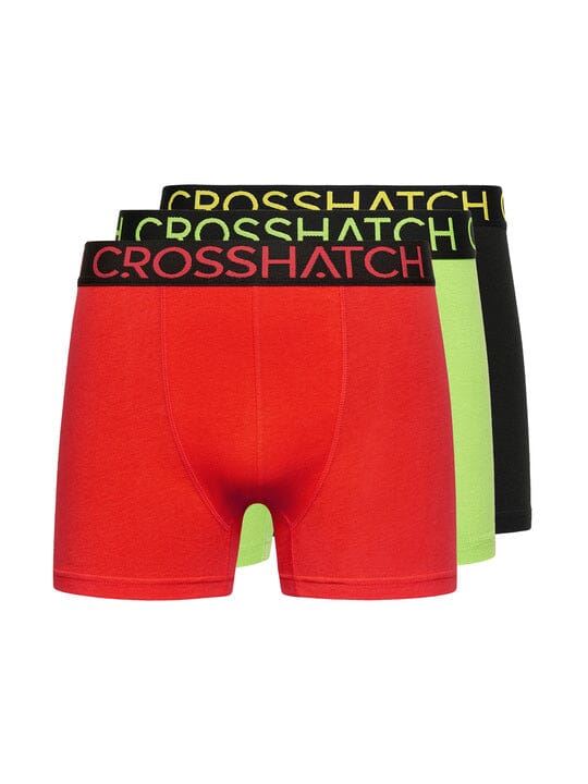 Crosshatch Highlighter Boxers 3pk Green/Red